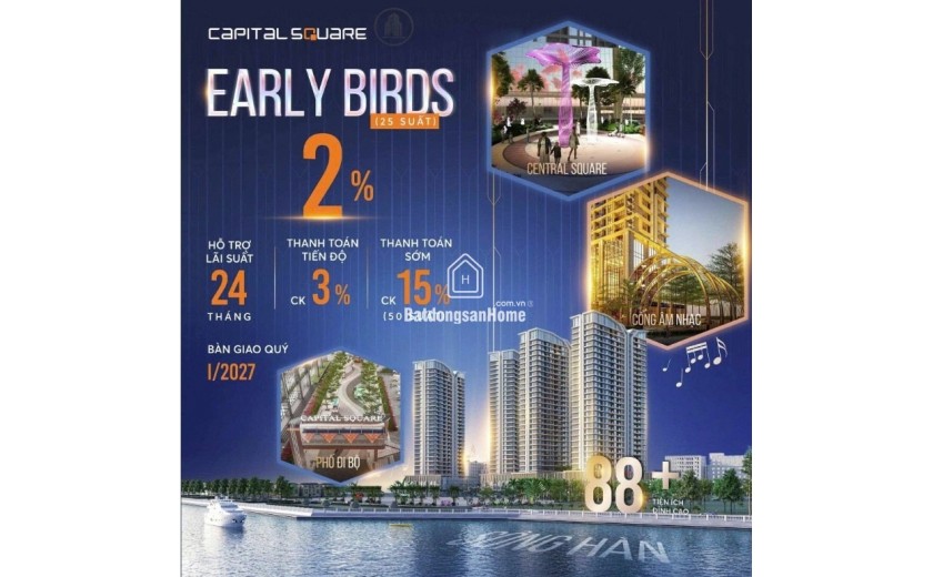 1PN rẻ nhất T9  C6-0903A Capital Square 45,21m²  ~92,9tr/m²  View phố + công viên  Giá từ 4,20 tỷ